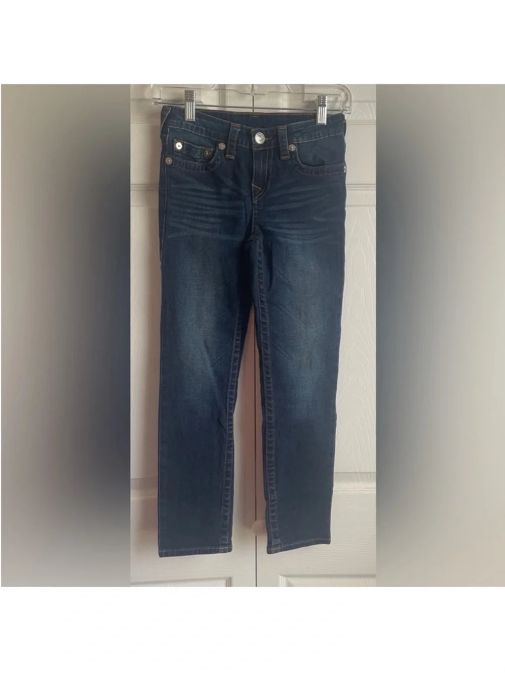 True Religion Girls Straight Blue Jeans Adjustable Waist Size 8